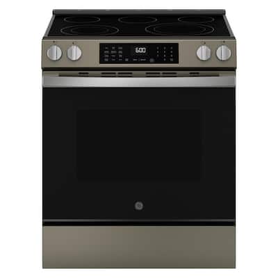 30 in. 5 Burner Element Smart Slide-In Electric Convection Range in Slate with EasyWash Oven Tray And No-Preheat Air Fry