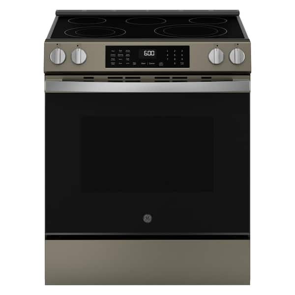 GE 30 in. 5 Burner Element Smart Slide-In Electric Convection Range in Slate with EasyWash Oven Tray And No-Preheat Air Fry