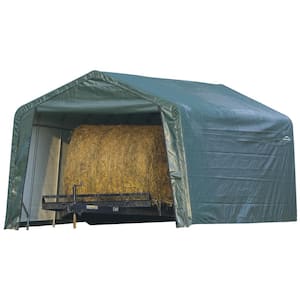 12 ft. W x 20 ft. D x 8 ft. H Green Cover Peak Style Hay Storage Shelter