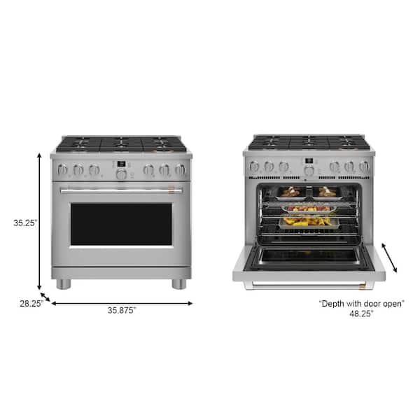 https://images.thdstatic.com/productImages/74910115-16ce-4b61-8403-0cb74e175284/svn/stainless-steel-cafe-single-oven-gas-ranges-cgy366p2ts1-a0_600.jpg