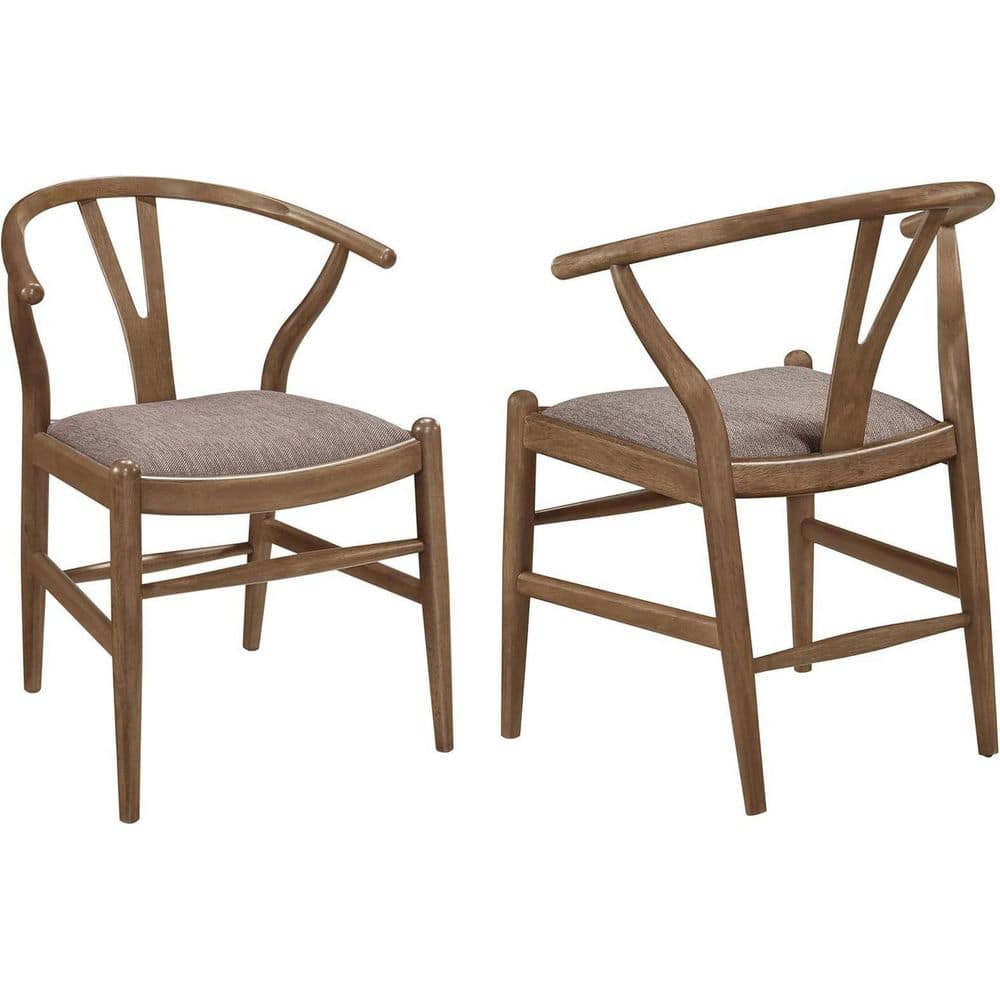 Walnut Brown/Brown Fabric Upholstered Wood Frame Dining Chair, Set of 2, Sturdy Dining Chair for Dining Rooms price history on PriceWatchPro