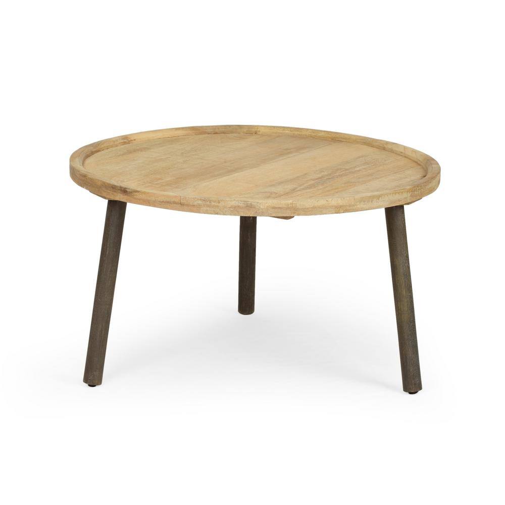 Camry Round Mango Wood Coffee Table with Dark Legs