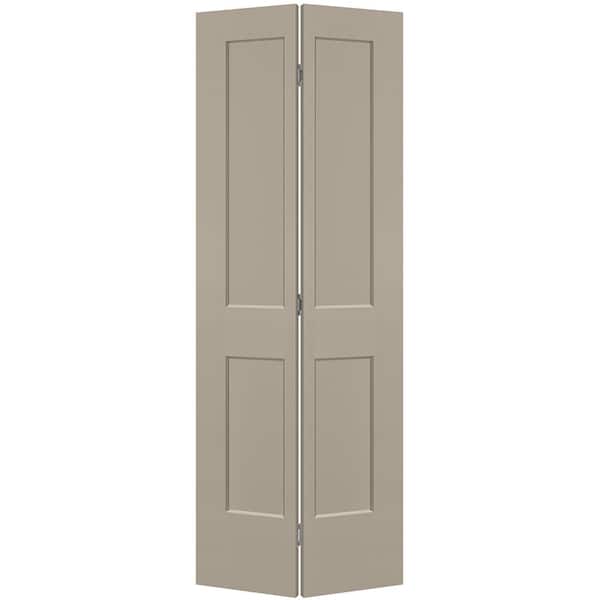 Masonite 30 in. x 80 in. 2-Panel Logan Hollow Core Smoked Tan Molded Composite Bi-Fold Door