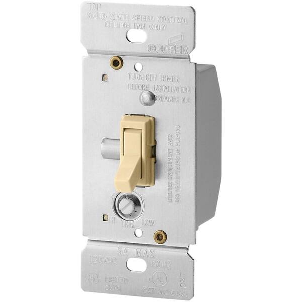 Eaton 5 Amp Single-Pole Fully Variable Fan Speed Control Rocker Switch with Non-Preset, Ivory