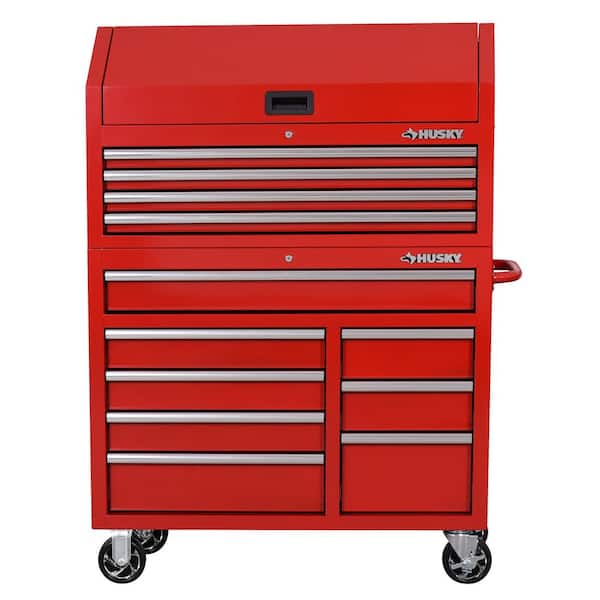 Husky Standard Duty 42 in. x 18 in. D 12-Drawer Red Rolling Tool