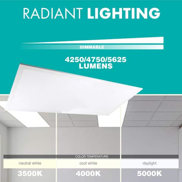 Simply Conserve 64/96/128-Watt Equivalent Dimmable Integrated LED Troffer Light, 3500K/4000K/5000K , 2-pack