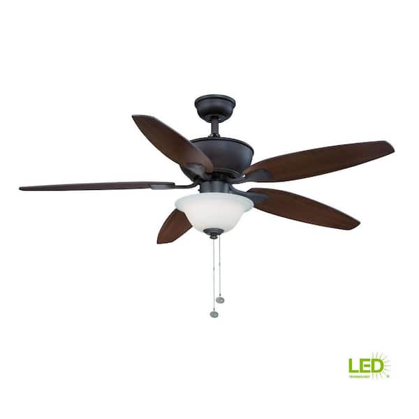 Hampton Bay Carrolton II 52 in. LED Indoor Oil-Rubbed Bronze Ceiling Fan with Light Kit