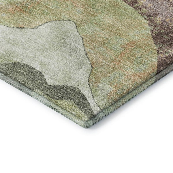 Mayfield Premium Machine Washable Abstract AMF2219 Aloe 10 ft. x 14 ft. Area Rug