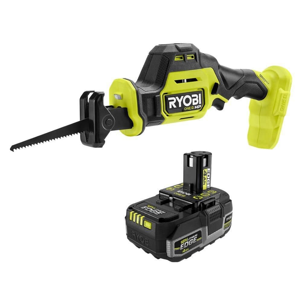 Ryobi ONE+ HP 18V Brushless Cordless Compact One-Handed Reciprocating Saw with ONE+ 18V 4.0 Ah Lithium EDGE Battery