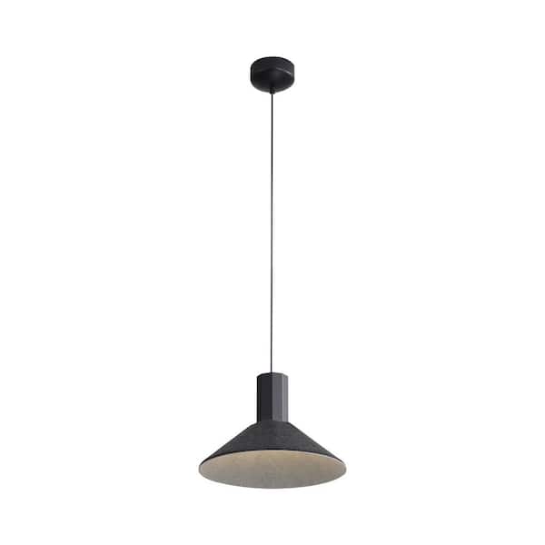 Golden Lighting - Faroe 12-Watt 1 Light Flecked Black/Grey Integrated LED Pendant Light with Flecked Black/Grey Shade