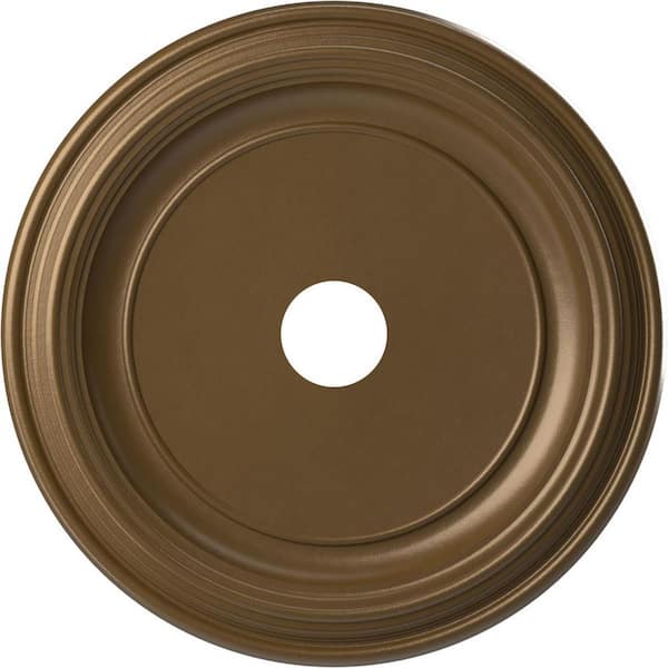 Ekena Millwork 22 in. O.D. x 3-1/2 in. I.D. x 1-1/2 in. P Traditional Thermoformed PVC Ceiling Medallion in Metallic Champagne Bronze