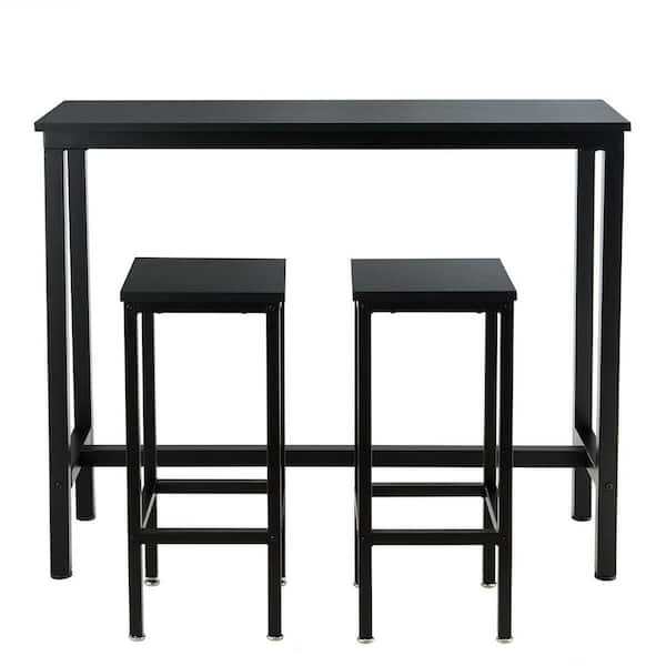 Boyel Living Black 3-Piece Bar Dining Table with Stools