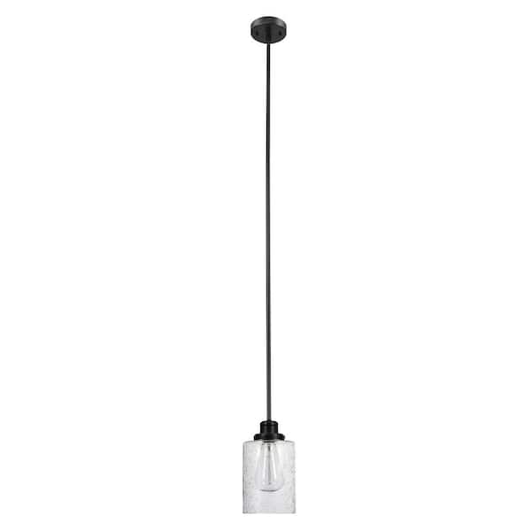 Globe Electric Annecy 1-Light Dark Bronze Pendant with Seeded Glass Shade