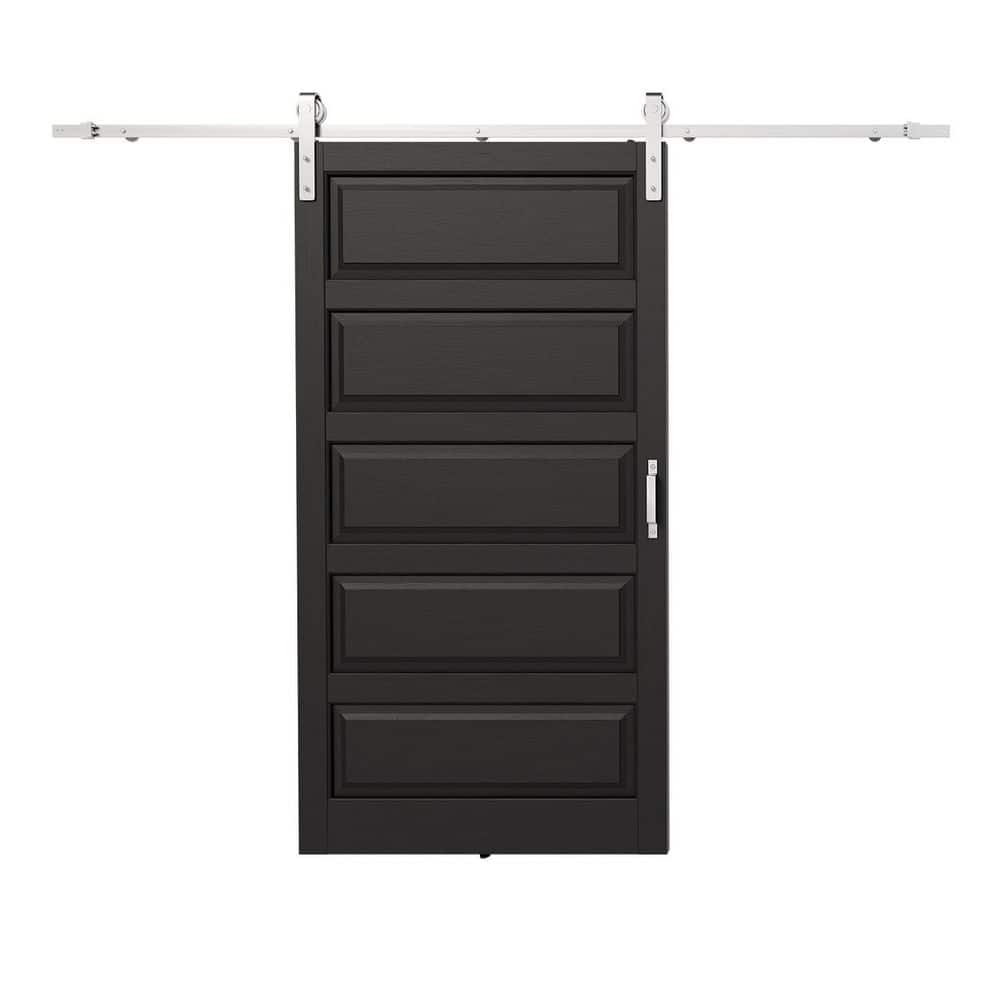 42 in. x 84 in. 5 Panel, Black, PVC Covering MDF, Need to Assemble Sliding Barn Door with Hardware Kit price history on PriceWatchPro