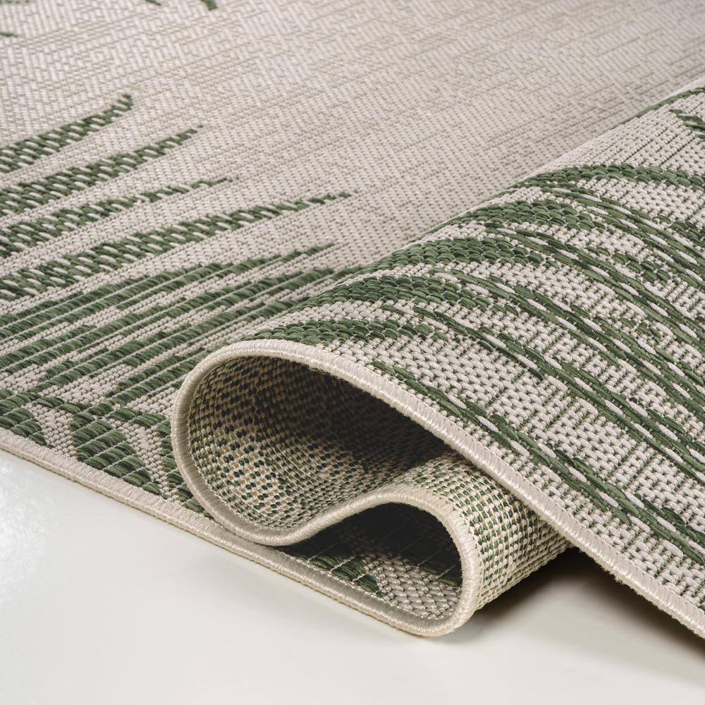 Isla Green and Cream Synthetic 3 x 5 Palm Frond Area Rug