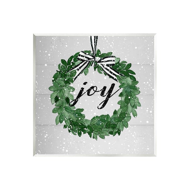 Stupell Industries Joy Wreath with Snow by Carol Robinson 1-Piece Unframed Graphic Print Typography Poster Art Print 12 in. x 12 in.