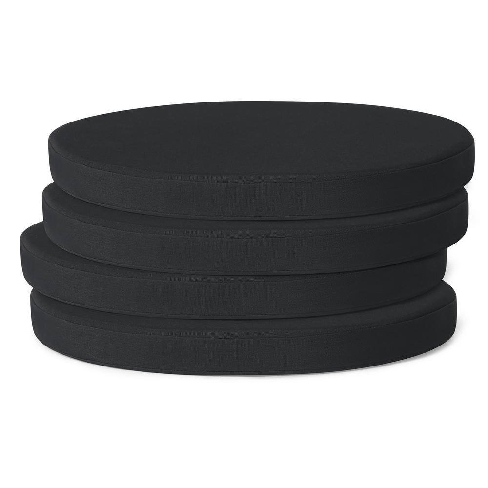 FadingFree (Set of 4) 18 in. Round Outdoor Patio Circle Dining Chair Seat Cushions in Black price history on PriceWatchPro