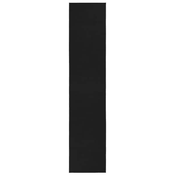 Sweet Home Collection Non-Slip Rubberback Modern Solid Design 3x12 Indoor Runner Rug, 2 ft. 7 in. x 12 ft., Black