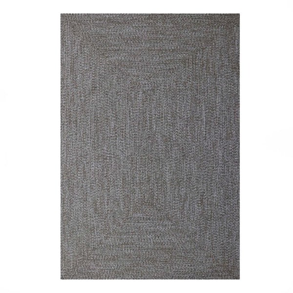 Braided Canvas/White 4 ft. x 6 ft. Solid Indoor/Outdoor Area Rug