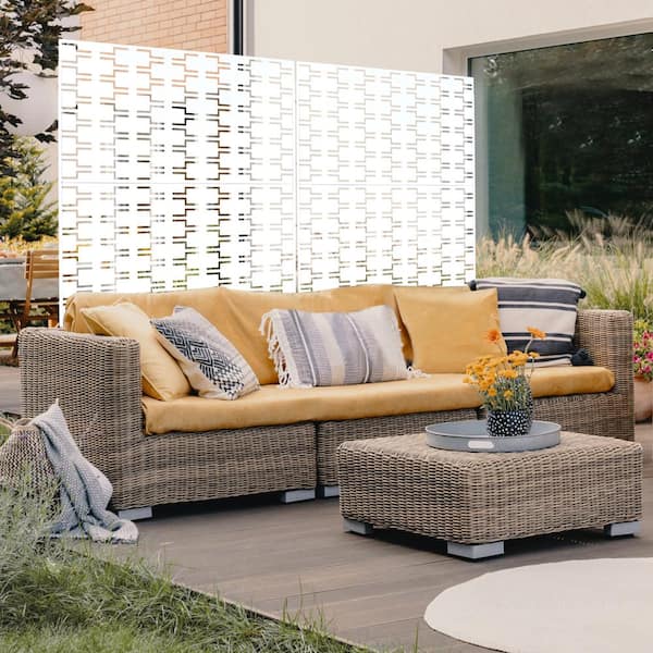 White 76 in. Steel Garden Fence Outdoor Privacy Screen