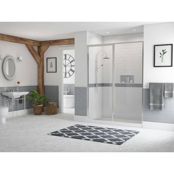 Coastal Shower Doors Legend 38.5 in. to 40 in. x 66 in. Framed Hinge Swing Shower Door with Inline Panel in Chrome with Clear Glass