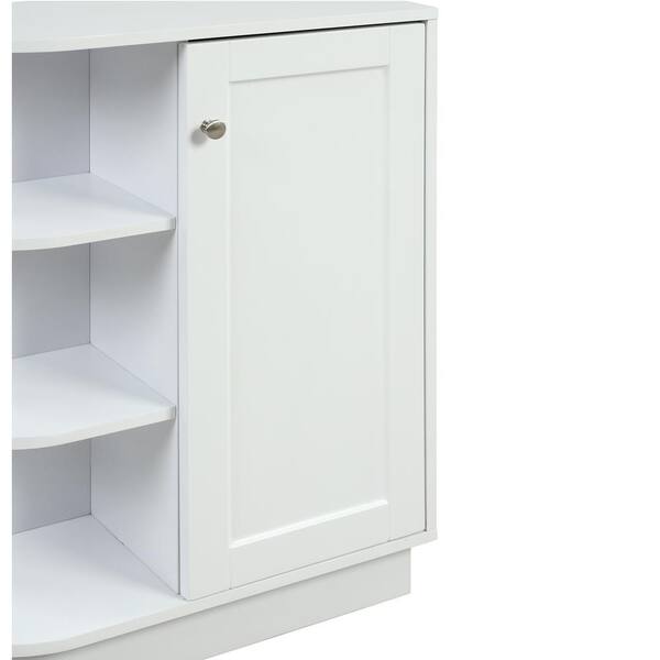 White Shelf Cabinet with Adjustable Plates Ample Storage Space