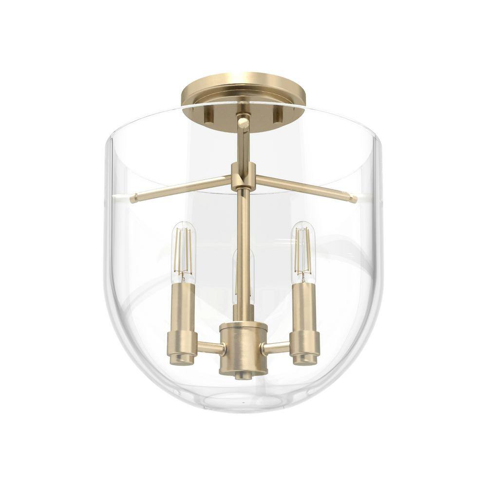 Alturas Gold Clear Glass Modern Semi-Flush Mount Light