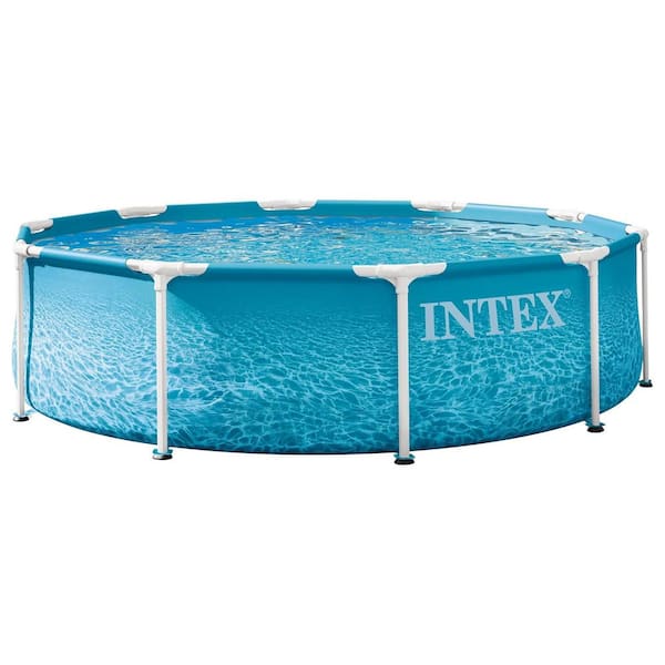 10 ft. X 30 in. Beachside Metal Frame Round Above Ground Pool Set w/ Pump, 30 in. Depth