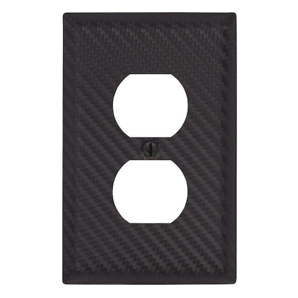 Hampton Bay Branston Black 1-Gang Duplex Outlet Steel Wall Plate (4-Pack)