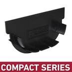 Compact Series End Cap for 3.2 in. Trench and Channel Drain Systems w/ Black Grate