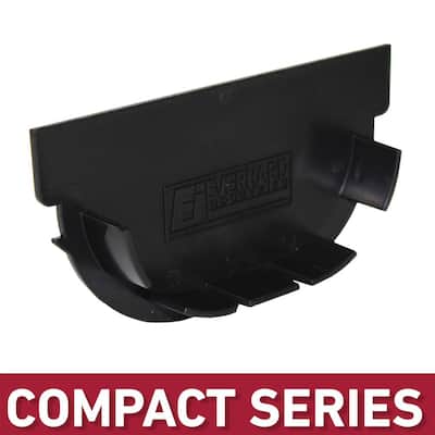 Compact Series End Cap for 3.2 in. Trench and Channel Drain Systems w/ Black Grate