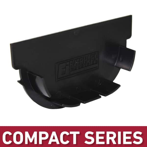 U.S. TRENCH DRAIN Compact Series End Cap for 3.2 in. Trench and Channel Drain Systems w/ Black Grate