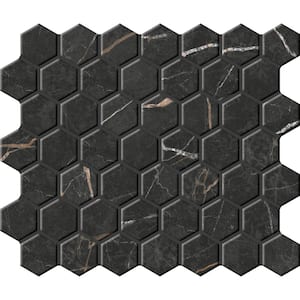 Perpetuo Infinite Black 10 in. x 12 in. Glazed Ceramic Mosaic Tile (9.72 sq. ft./Case)