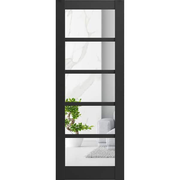 36 in. x 80 in. Solid MDF Clear glass Black Matte Interior Door Slab