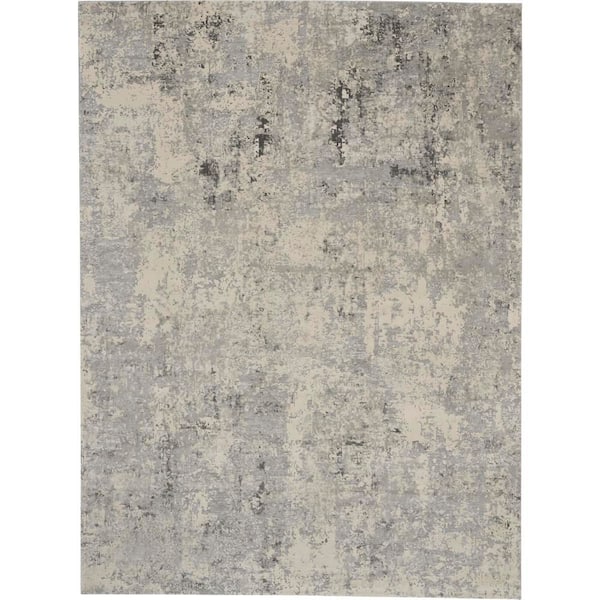 Rustic Textures Grey/Beige 9 ft. x 13 ft. Abstract Contemporary Area Rug