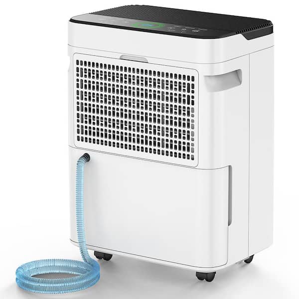 50 pt. 4,500 sq.ft. Dehumidifier for Basement with Drain Hose, Bucket in White, Variable Speed, Quiet Cloth Dry, Ionizer