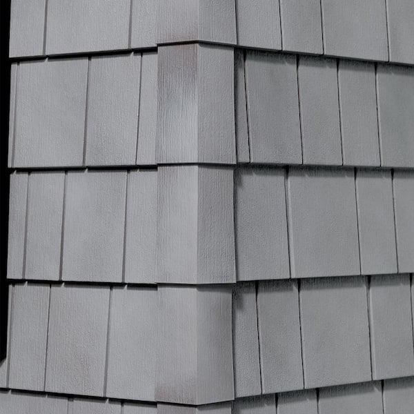 "1/8" Polypropylene 28-1/8 in. Shingle Vinyl Siding Outside Corner Post CEDAR70CP N8- Nantucket Gray