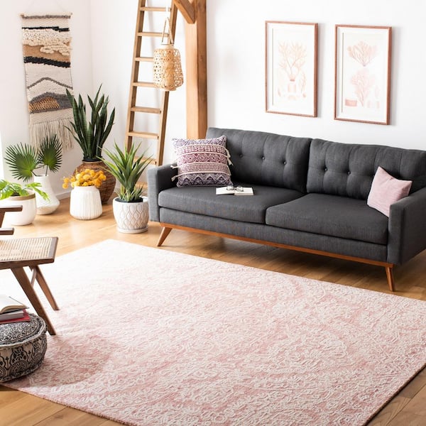 Metro Pink/Ivory 8 ft. x 10 ft. Medallion Floral Area Rug