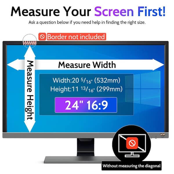 Filtre Anti-lumière Bleue Pour écran 24 Pouces 16:9 - Protection Moniteur PC - Neuf