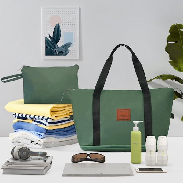 6 or more-Piece Green Hardshell and Lightweight Luggage Set with Dual Wheels and TSA Lock