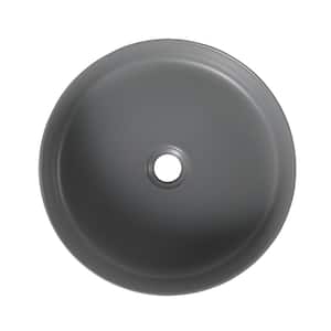 15.7 in. Ceramic Circular Round Vessel Bathroom Sink Art Basin in Gray