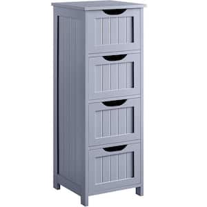 11.81 in. W x 11.81 in. D x 32.28 in. H Gray Wooden Freestanding Bathroom Linen Cabinet with Four Drawers