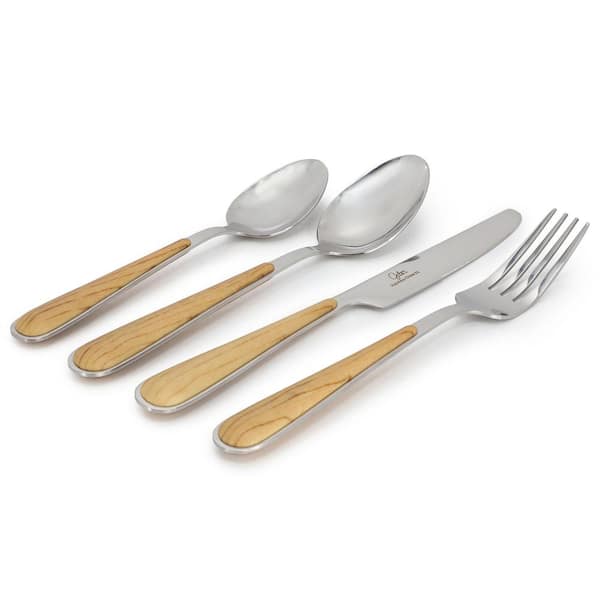 Gibson Home 16 Piece Langhorne Stainless Steel Flatware Set in Brown and Silver