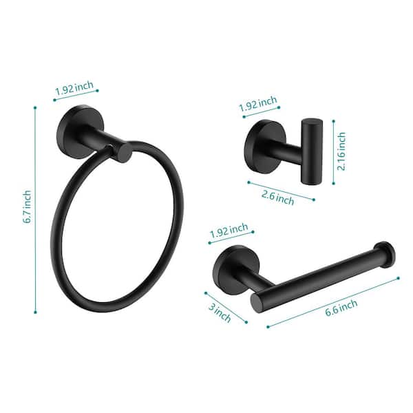 3 -Piece Bath Hardware Set with Mounting Hardware in Matte Black