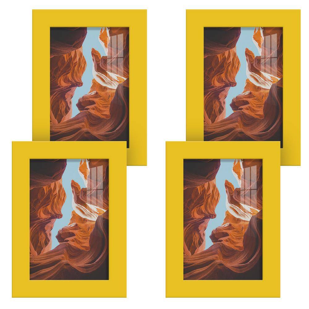Wexford Home Modern 4 in. x 6 in. Yellow Picture Frame (Set of 4