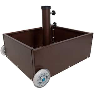 Sunnydaze Outdoor 14.8 lb. Patio Umbrella Base with Fillable Planter and Wheels in Bronze