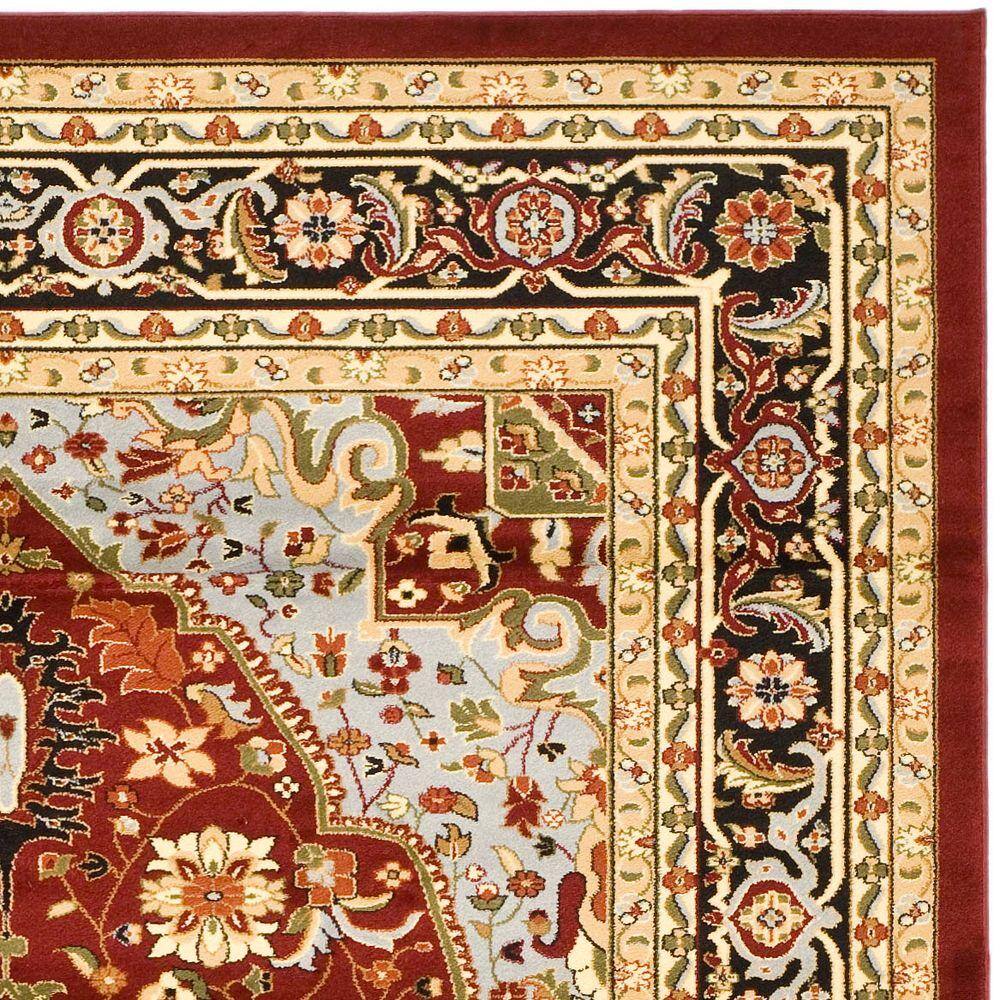 Red and Black Floral 9' x 12' Synthetic Area Rug
