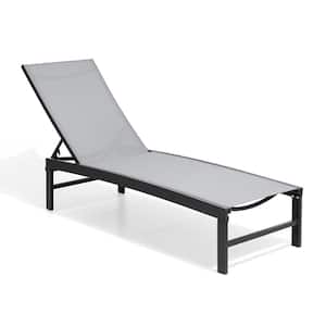 Light Gray Textilence Aluminum Adjustable Outdoor Chaise Lounge