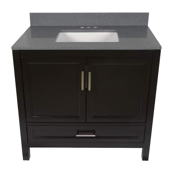 Ella Nevado 37 in. W x 22 in. D x 36 in. H Bath Vanity in Espresso with Quartz Stone Galaxy Gray Top with White Basin