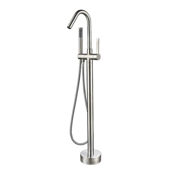 Satico Single-Handle Freestanding Tub Faucet Bathtub Filter with Handheld Shower in Brushed Nickel